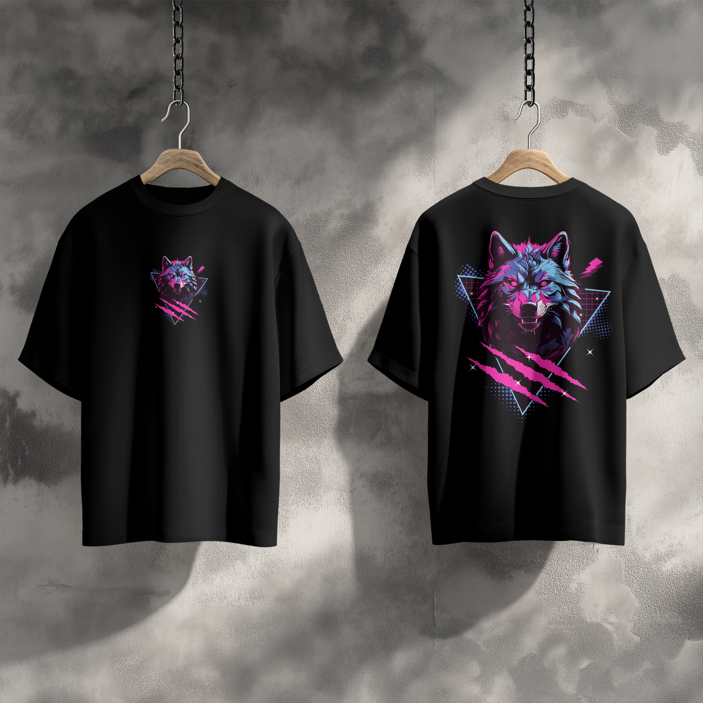 T- SHIRT NIGHT WOLF DESIGN